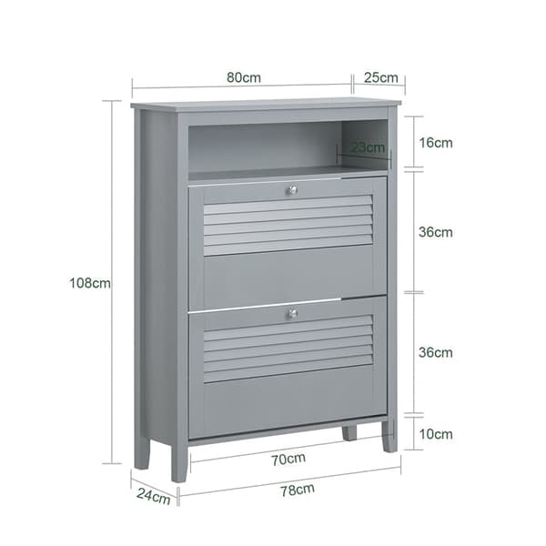 Rootz Shoe Storage Cabinet - Footwear Organizer - Entrance Space Saver - Compact Design - 80x108x25cm - Vægmonterbar for forbedret stabilitet