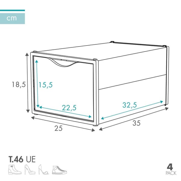 Pinottava kenkälaatikko Max Home polypropeeni ABS 25 x 18,5 x 35 cm (4 osaa)