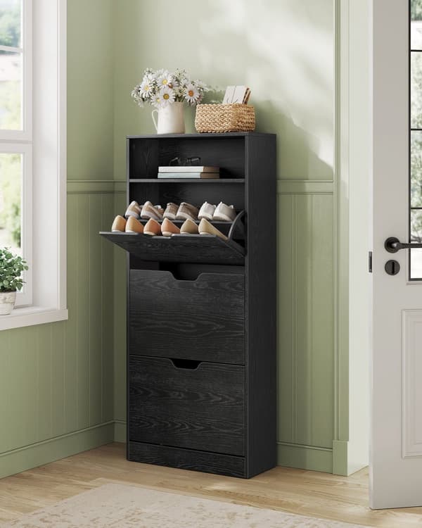 Skoskåp, VASAGLE, 24x60x139 cm, Ebony Svart