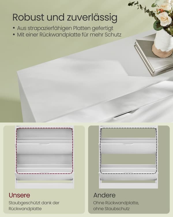 Skoskåp, VASAGLE, 24x80x102 cm, Molnvit.