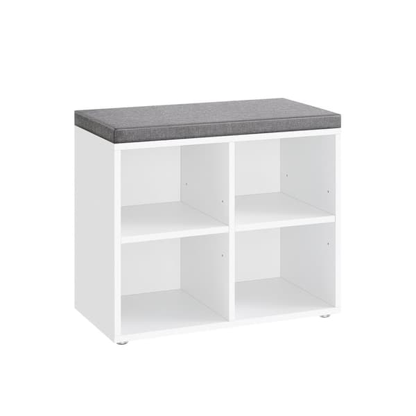 Sittbänk, Sko-Organiserare, LHS023K03, 30,5 x 59,6 x 48 cm, Vintagebrun, Molnvit.