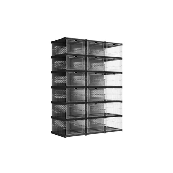 Kenkäkaappi, SONGMICS, 35,5x25,5x105 cm, läpinäkyvä-musta.