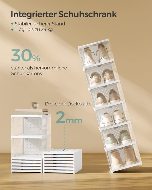 Skoskab, SONGMICS, 35,5x25,5x105 cm, Transparent-Skyhvid.