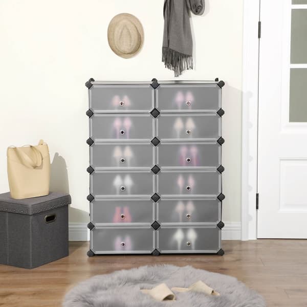 Reolsystem, SONGMICS Skoreol i plast, 40 x 30 x 17 cm, Sort