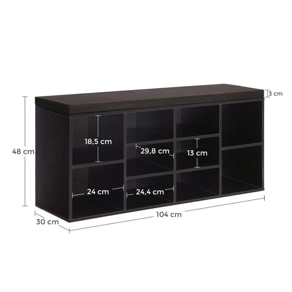 Skobænk, Skoreol, Skoopbevaring, Siddebank, 104x30x48 cm, Hvid