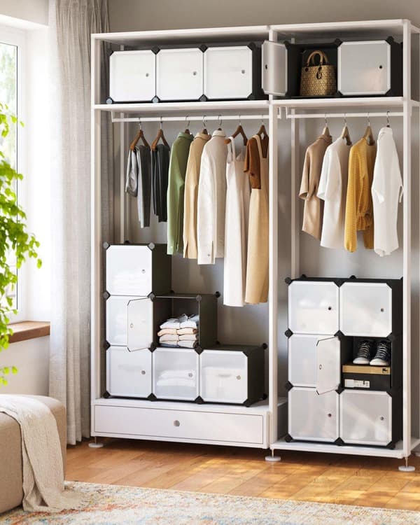 Skohylla, SONGMICS LPC44S, 123x31x123 cm, Svart