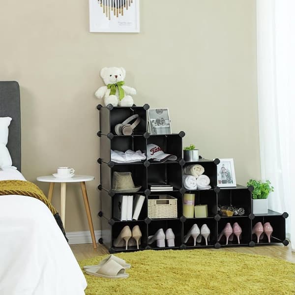 Skohylla, SONGMICS LPC44S, 123x31x123 cm, Svart