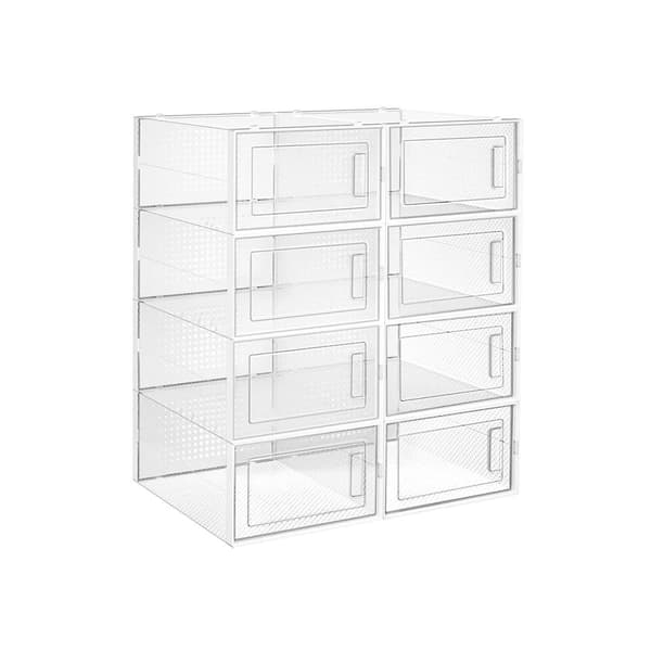 Skoæske, SONGMICS, 33.3x23x14 cm, Transparent-Hvid