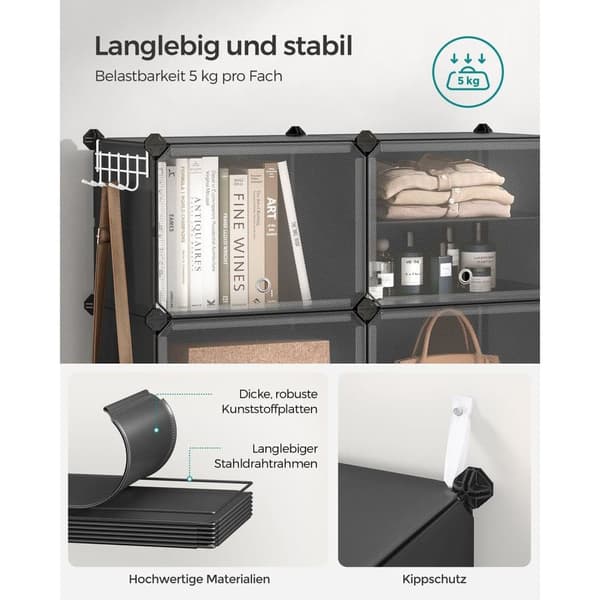 Kenkähylly, SONGMICS, 32x124x94 cm, Musta