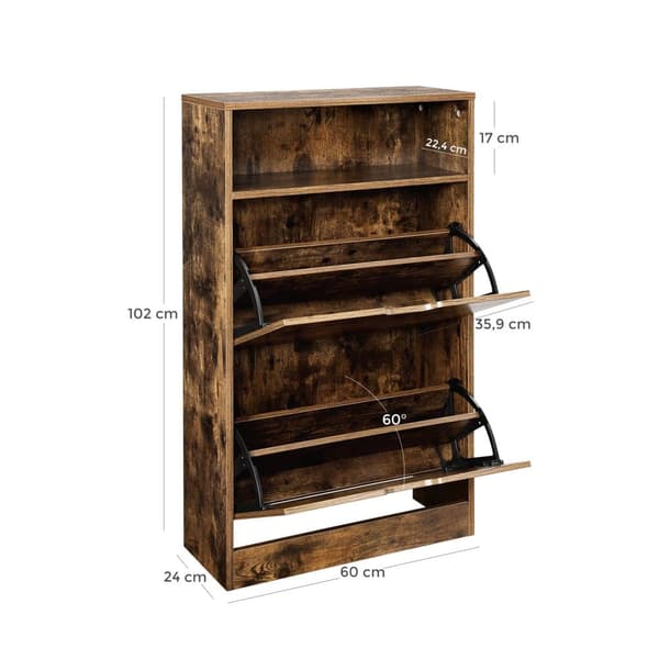 Sko Skab, LBC040X01, 60x24x102 cm, Brun