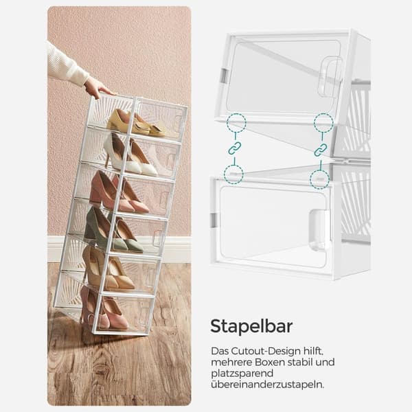 Skoboxar, SONGMICS, 33.5x23x14 cm, Transparent-Vit