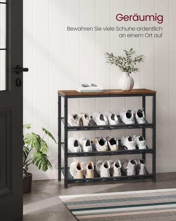 Skoreol, VASAGLE LBS038B01, 30x75 cm, Brun-Sort
