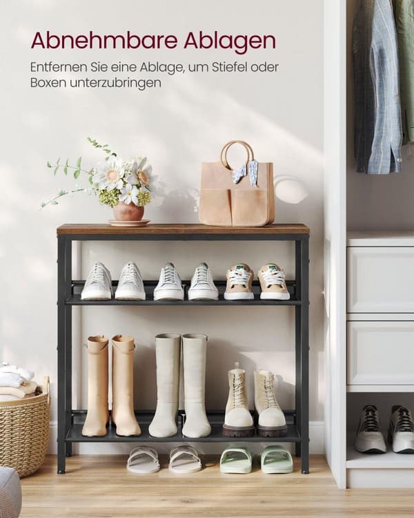 Skoreol, VASAGLE LBS038B01, 30x75 cm, Brun-Sort