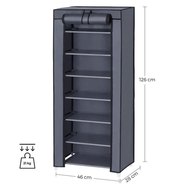 Skoreol, SONGMICS RXJ024G02, 46x28x126 cm, Grå