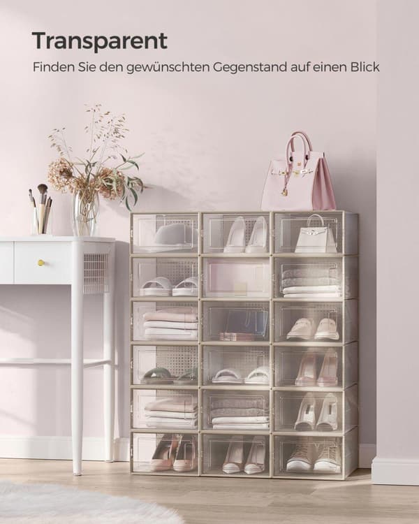 Skotøjskasser, SONGMICS, 33.5x23.2x14.3 cm, Beige
