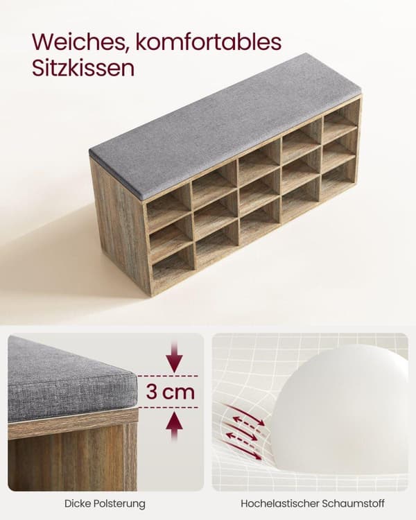 Sittbänk, VASAGLE, 30x105x48 cm, Grå