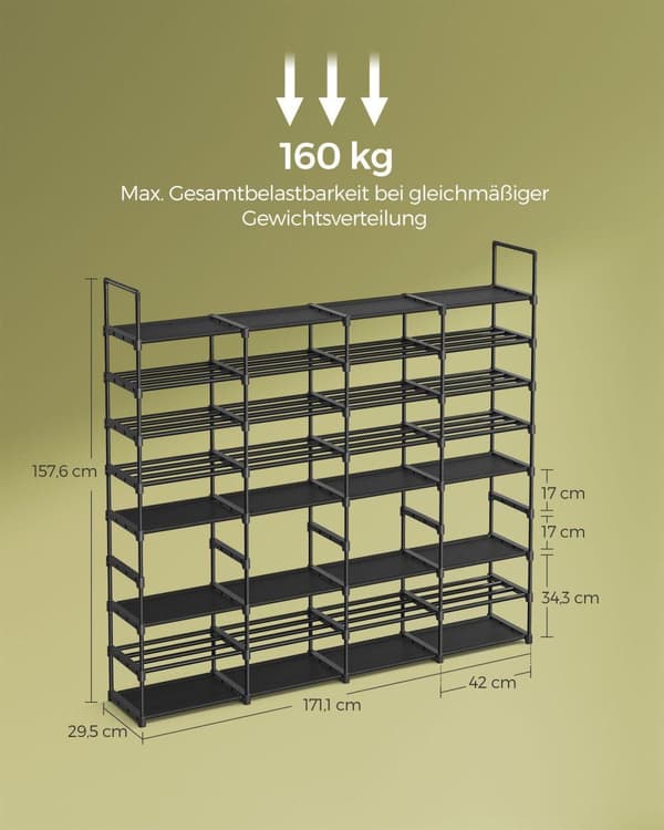 Sko Rack, SONGMICS, 171x29 cm, Sort