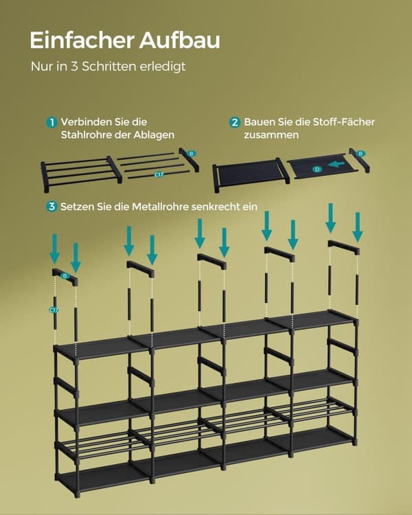 Sko Rack, SONGMICS, 171x29 cm, Sort