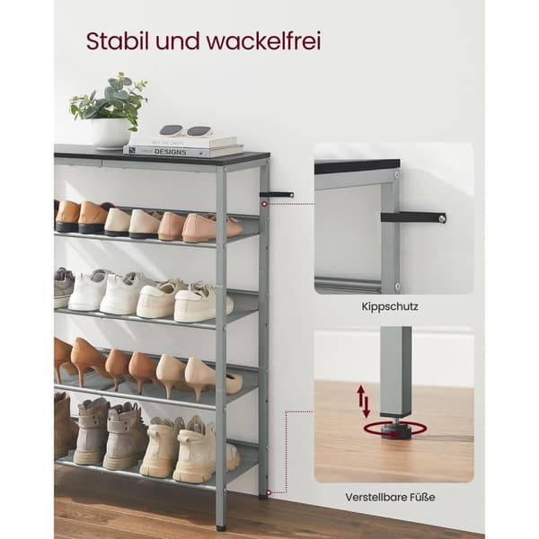 Skoreol, VASAGLE, 28x75 cm, Sort-Sølv