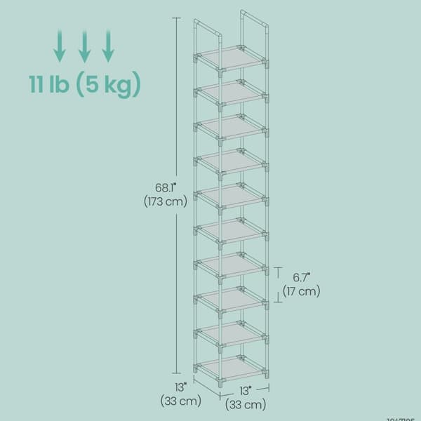 Sko rack - 10 lag, pladsbesparende skoopbevaring