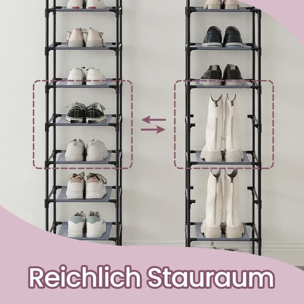 Sko rack - 10 lag, pladsbesparende skoopbevaring