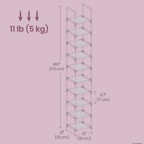 Sko rack - 10 lag, pladsbesparende skoopbevaring