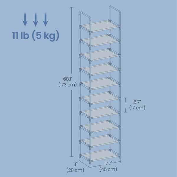 Sko rack - 10 lag, pladsbesparende skoopbevaring