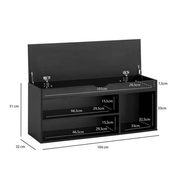 Rootz Modern Cloakroom Bench - Entrway Seat - Shoe Organizer - runsaasti säilytystilaa - 104 cm x 51cm x 32 cm
