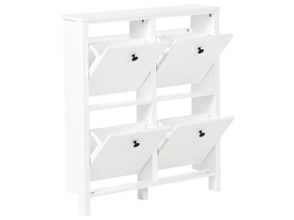 Skoopbevaringsskab Hvidt træ Spånplade Ben i gummitræ 4 rum Moderne design Entre Gang