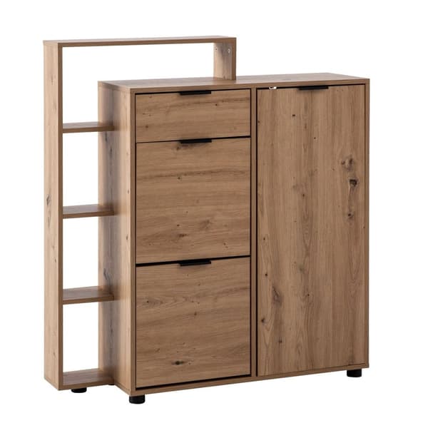 Rootz Large Shoe Cabinet - Moderne design - Skoopbevaring - 3 døre og skuffe - 5 rum - 98 cm x 110 cm x 30 cm