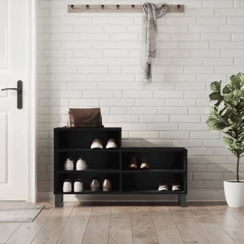 Skoskåp svart 102x36x60 cm konstruerat trä