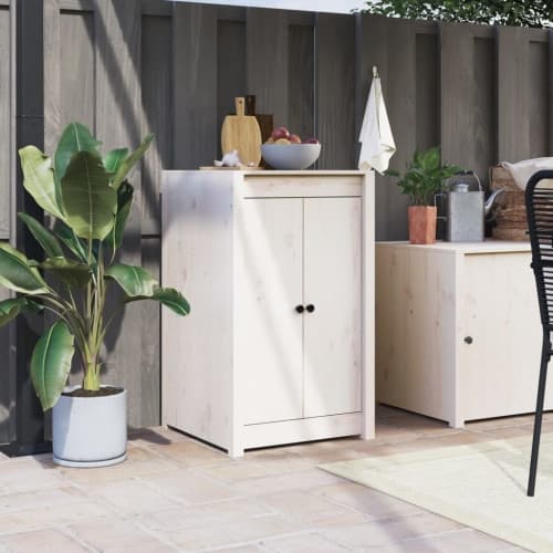 Köksluckor för utomhusbruk vit 50x9x82 cm massiv furu