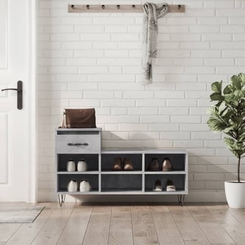 Skoskåp betonggrå 102x36x60 cm konstruerat trä