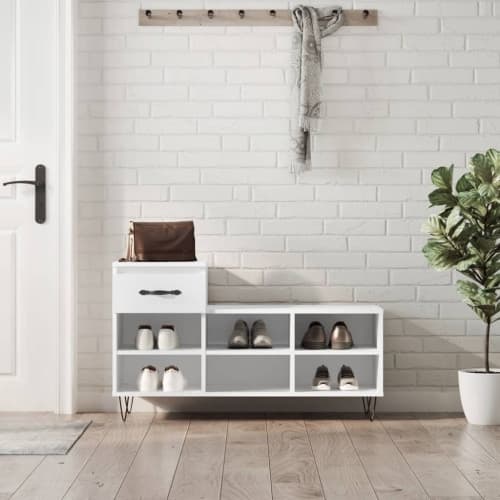 Skoskåp vit 102x36x60 cm konstruerat trä
