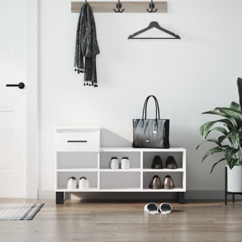 Skoskåp vit 102x36x60 cm konstruerat trä