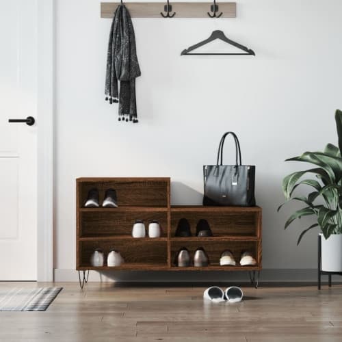 Skoskåp brun ek 102x36x60 cm konstruerat trä