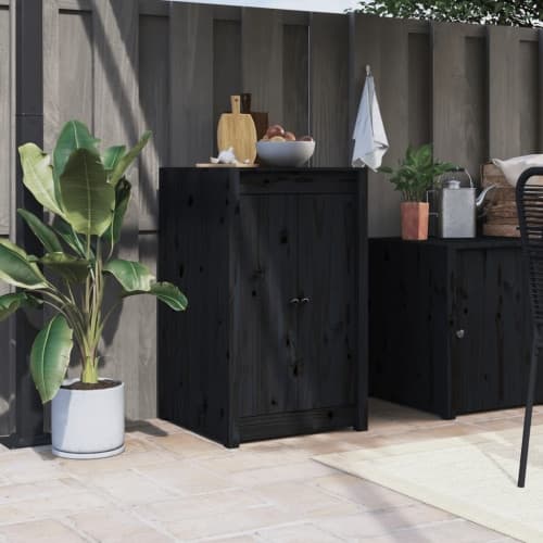 Köksluckor för utomhusbruk svart 50x9x82 cm massiv furu
