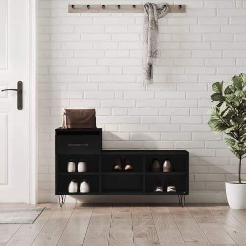 Skoskåp svart 102x36x60 cm konstruerat trä