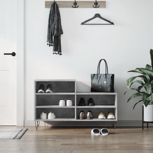 Skoskåp betonggrå 102x36x60 cm konstruerat trä
