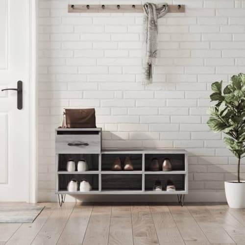 Skoskåp grå sonoma 102x36x60 cm konstruerat trä