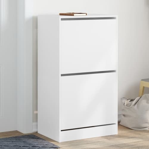 Skoskåp med 2 flip-lådor vit 60x42x108 cm