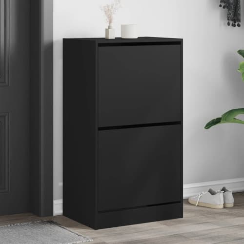 Skoskåp med 2 flip-lådor svart 60x42x108 cm