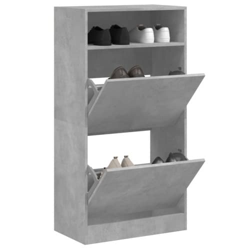 Skohylla betonggrå 60x34x116 cm konstruerat trä