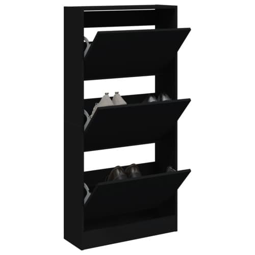 Skohylla svart 60x21x125,5 cm konstruerat trä