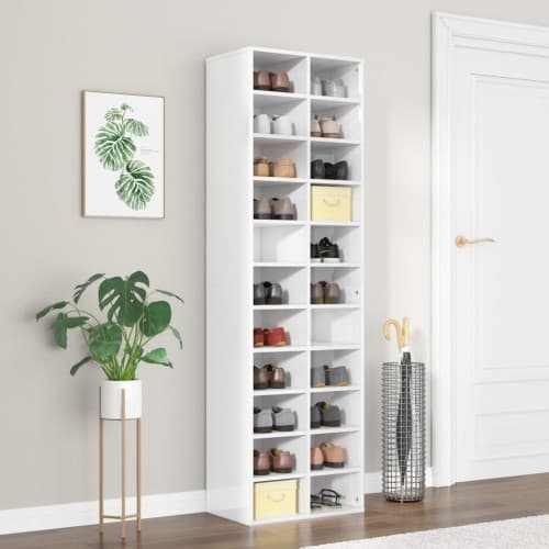 Skoskåp vit högglans 54x34x183 cm konstruerat trä