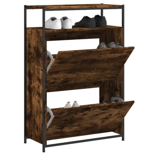 Skohylla rökfärgad ek 75x34x112 cm konstruerat trä