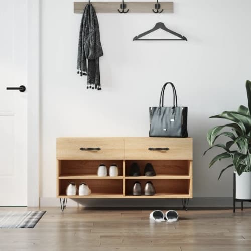 Skobänk sonoma-ek 102x35x55 cm konstruerat trä