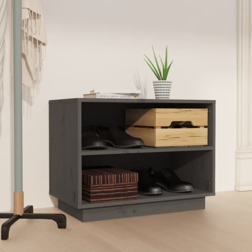 Skoskåp grå 60x34x45 cm massiv furu