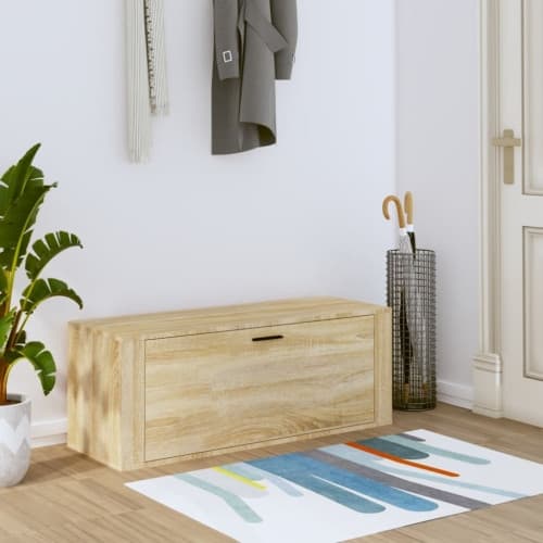 Väggmonterat skoskåp somona-ek 100x35x38 cm konstruerat trä