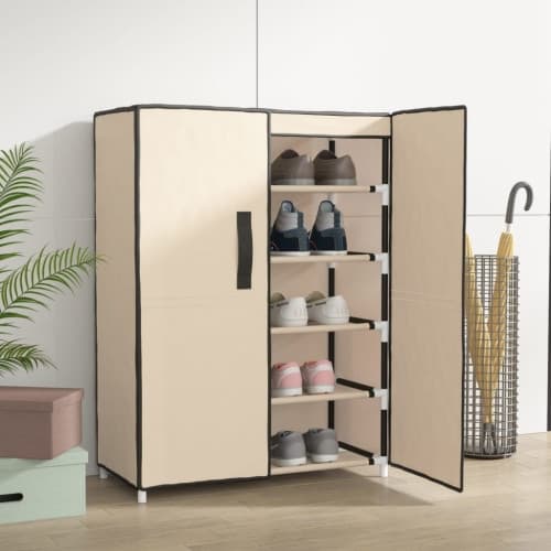 Skoskåp Grädde 60x28x90 cm tyg